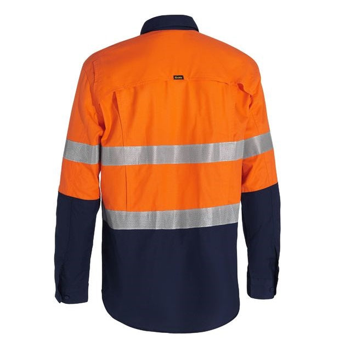 Bisley BSC6415T X Airflow™ Closed Front Taped Hi Vis Ripstop Shirt orange/navy, rear view