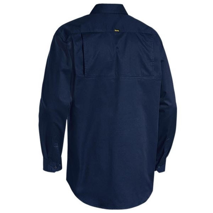 Bisley BSC6820 Closed Front Lightweight Drill Long Sleeve Shirt, navy, rear view