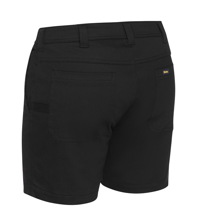 Bisley BSH1008 Mens Stretch Cotton Short Shorts, black, rear view