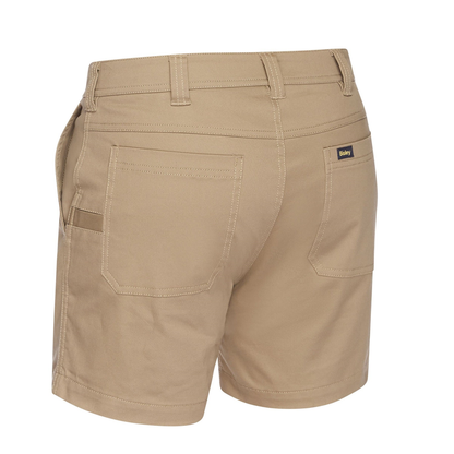 Bisley BSH1008 Mens Stretch Cotton Short Shorts, khaki, rear view