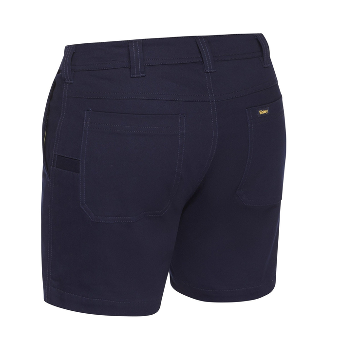 Bisley BSH1008 Mens Stretch Cotton Short Shorts, navy, rear view