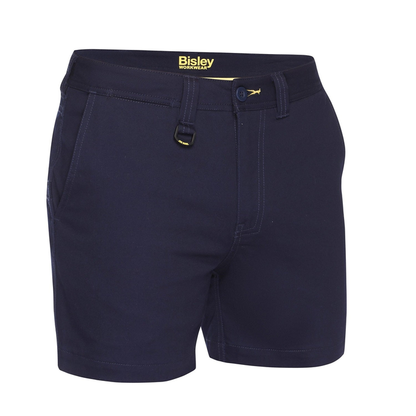 Navy blue, durable, easy care, Bisley BSH1008 Mens Stretch Cotton Short Shorts, front view