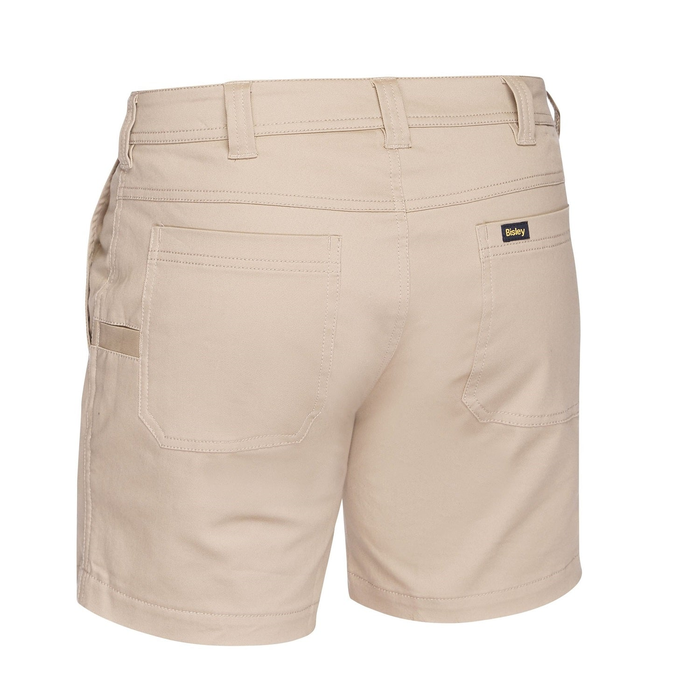 Bisley BSH1008 Mens Stretch Cotton Short Shorts, stone, rear view