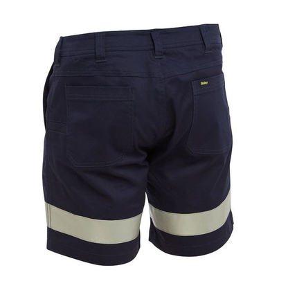 Bisley BSH1008T Taped Stretch Cotton Drill Short Shorts ,navy rear view