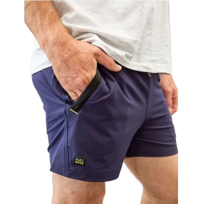 model view of navy, Bisley BSH1331 Flex and Move 4-Way Stretch Elastic Waist Short