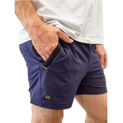 model view of navy, Bisley BSH1331 Flex and Move 4-Way Stretch Elastic Waist Short