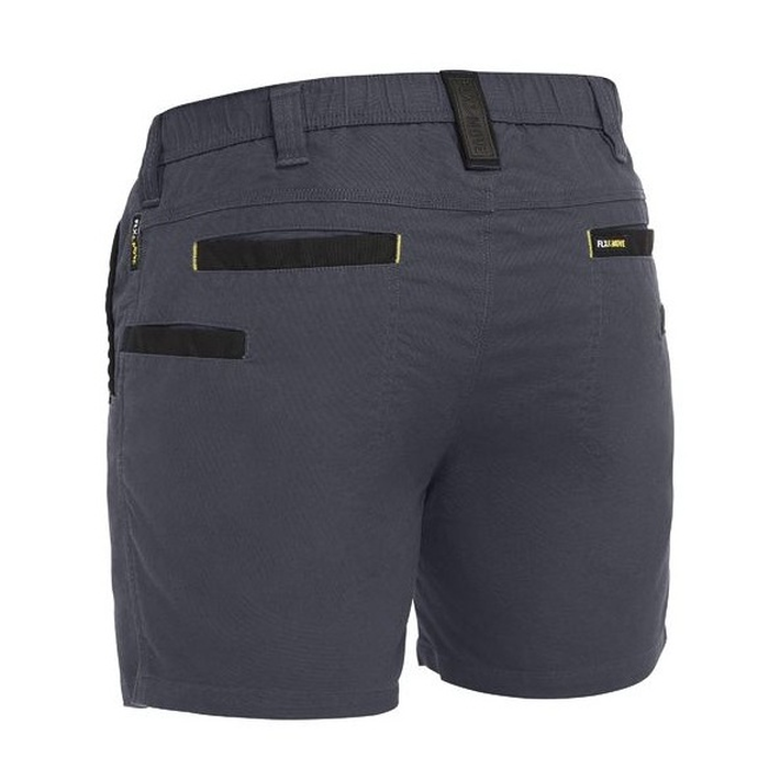 Charcoal grey, Bisley BSH1339 Flx & Move™ Elastic Waist Stretch Short Shorts, rear view
