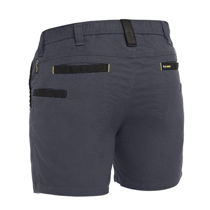 Charcoal grey, Bisley BSH1339 Flx & Move™ Elastic Waist Stretch Short Shorts, rear view