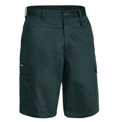 Mens bottle green, pre shrunk drill, Bisley BSH1999 Cool Lightweight Utility Shorts, front view
