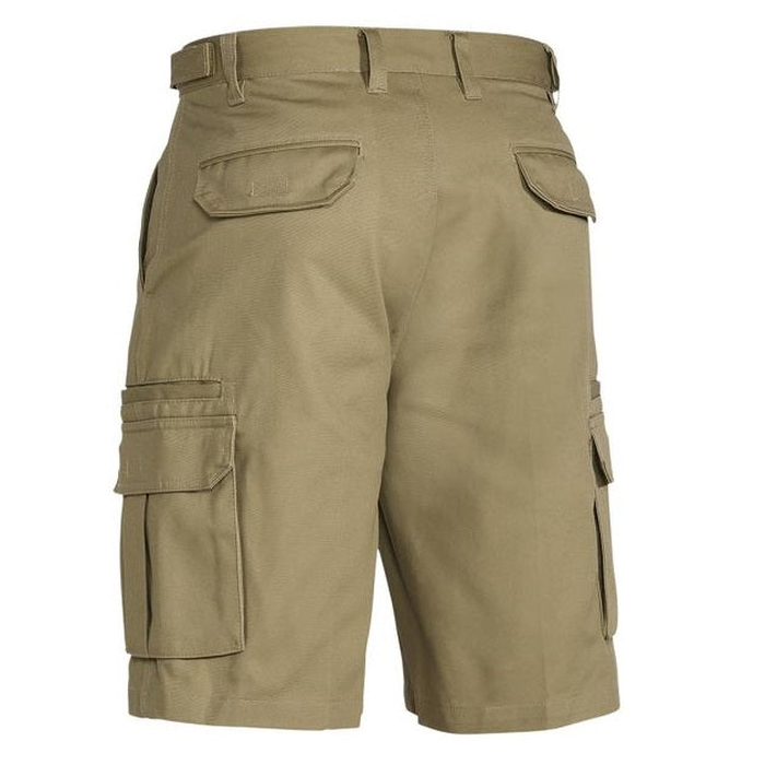 Bisley BSHC1007 Original 8 Pocket Mens Cargo Short, khaki, rear view