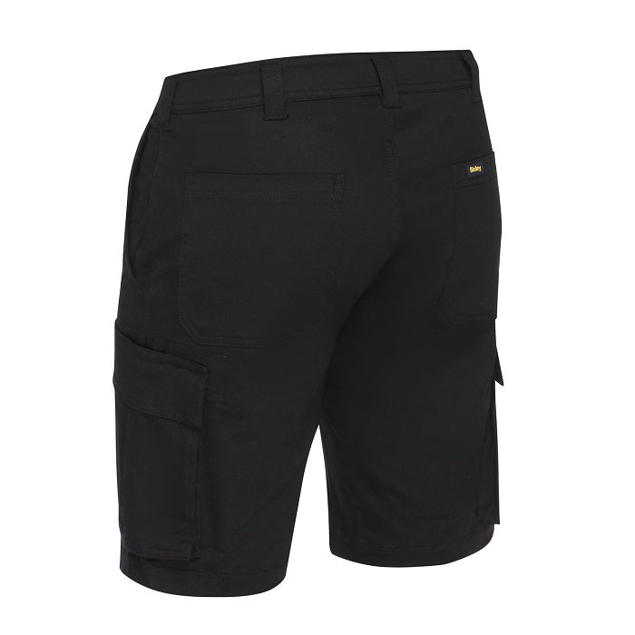 Bisley BSHC1008 Mens Stretch Cotton Cargo Short, black, rear view