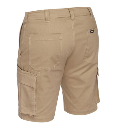 Bisley BSHC1008 Mens Stretch Cotton Cargo Short, khaki, rear view