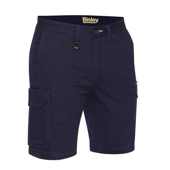 Navy blue, premium, Bisley BSHC1008 Mens Stretch Cotton Cargo Short, front view