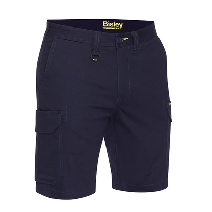 Navy blue, premium, Bisley BSHC1008 Mens Stretch Cotton Cargo Short, front view