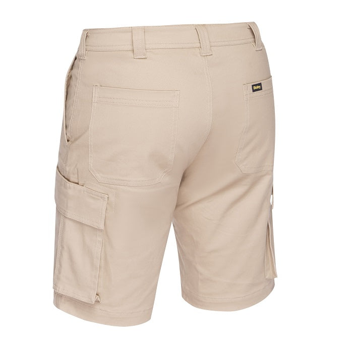Stone, rear view, Bisley BSHC1008 Mens Stretch Cotton Cargo Short