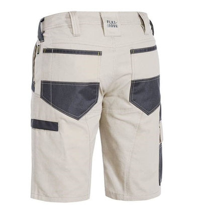 Bisley BSHC1130 Flex and Move Stretch Shorts, stone, rear view