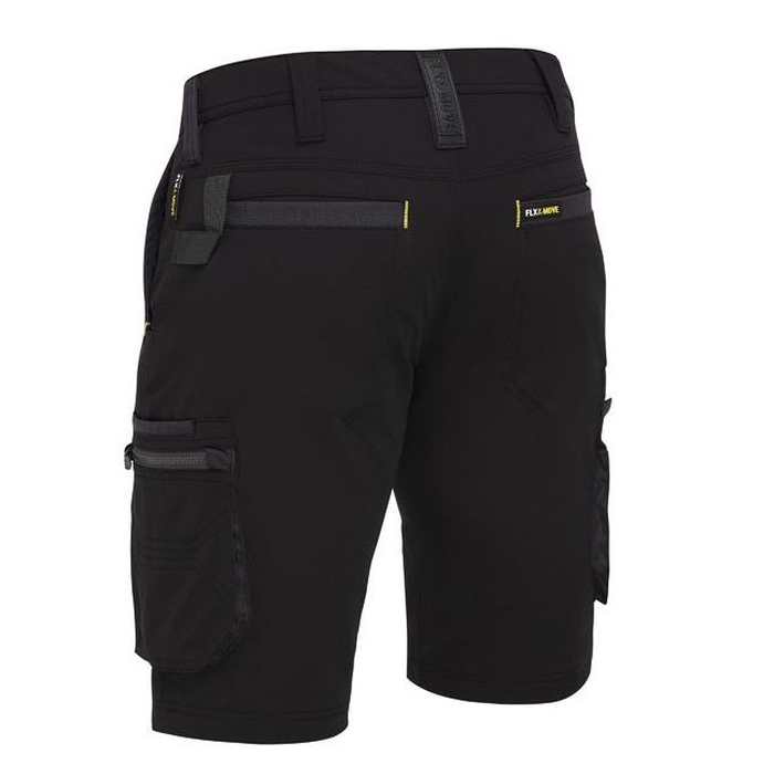 Bisley BSHC1332 Flex and Move 4-Way Stretch Zip Cargo Short, black, rear view