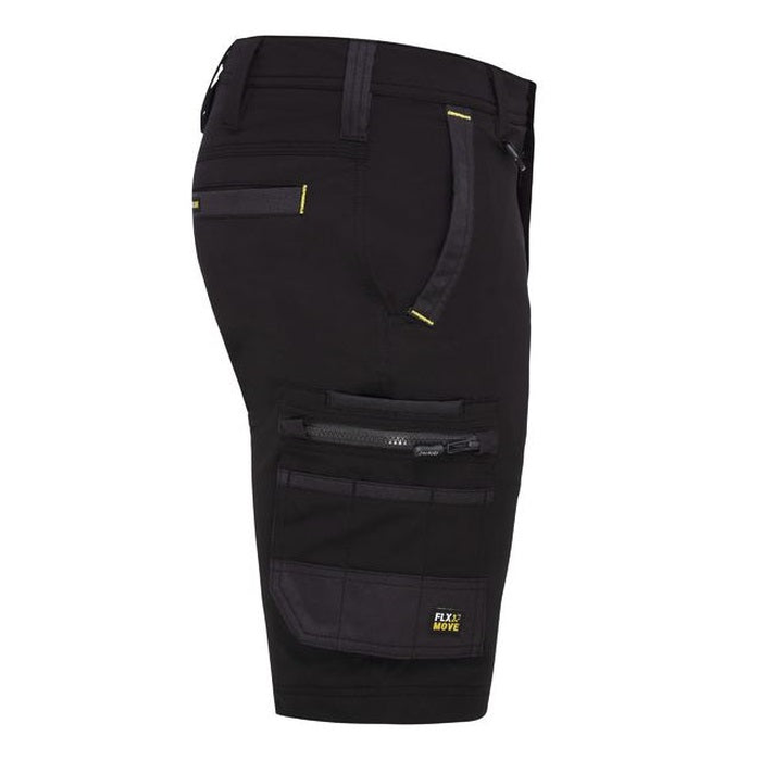 Bisley BSHC1332 Flex and Move 4-Way Stretch Zip Cargo Short, black, side view