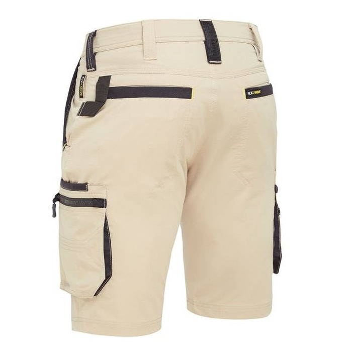 Bisley BSHC1332 Flex and Move 4-Way Stretch Zip Cargo Short, stone, rear view
