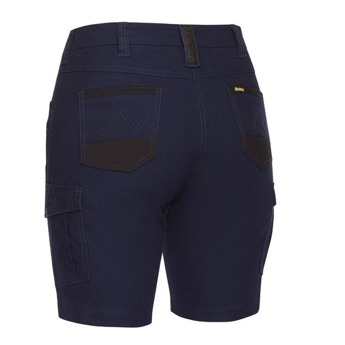 Bisley BSHL1044 Womens Flex and Move Cargo Short, rear view, navy