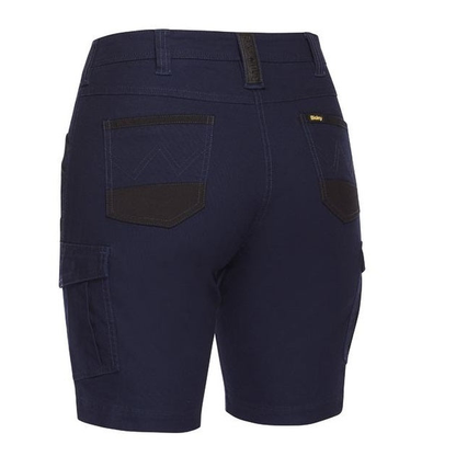 Bisley BSHL1044 Womens Flex and Move Cargo Short, rear view, navy