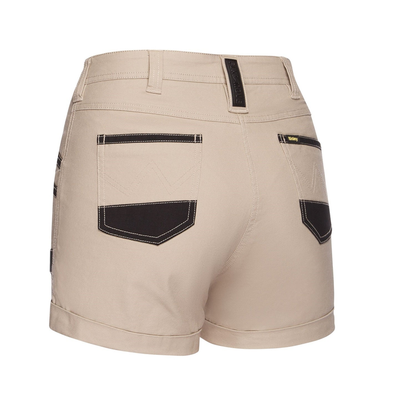 Bisley BSHL1045 Womens Flex and Move Short Short, stone, back view