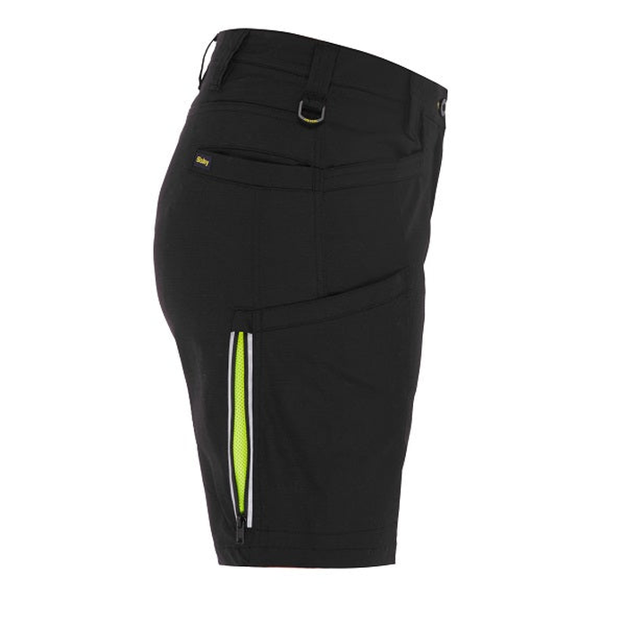Bisley BSHL1150 Womens X Airflow Stretch Ripstop Vented Cargo Short, black side view
