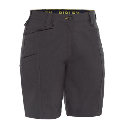 charcoal grey, multiple pockets, front view, Bisley BSHL1150 Womens X Airflow Stretch Ripstop Vented Cargo Shorts