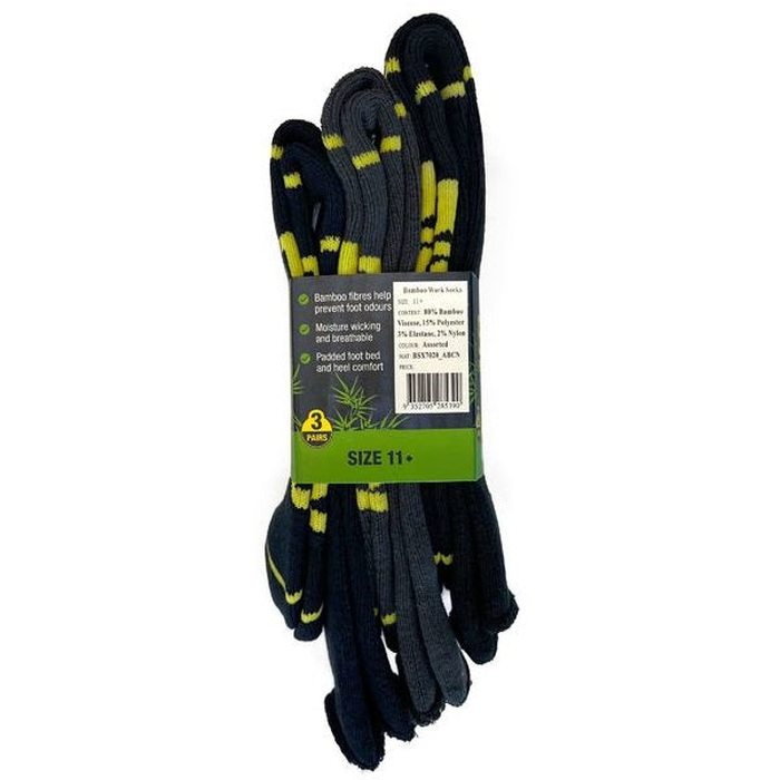 Pack of 3, Bisley BSX7020 Bamboo Work Socks, multi coloured, side pack view