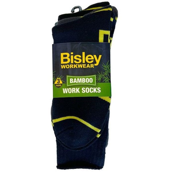 Multi coloured, Bisley BSX7020 Bamboo Work Socks 3 Pack, front pack view