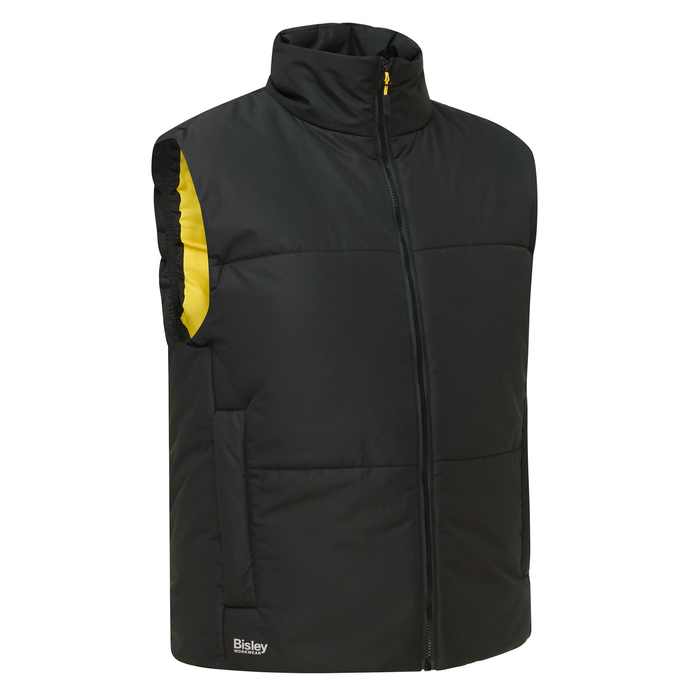 Mens black, classic, warm, Bisley BV0333 Insulated Puffer Vest, front view