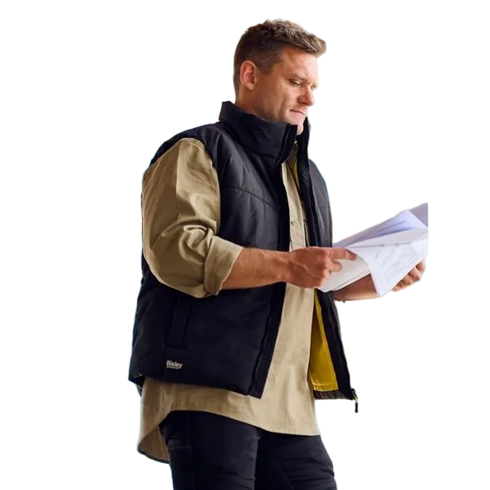 Bisley BV0333 Insulated Puffer Vest, model lifestyle view, black, winter