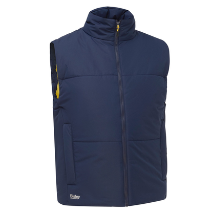 Bisley BV0333 Insulated Puffer Vest, navy front view, traditional fit, internal pockets, worksite, tradie workwear