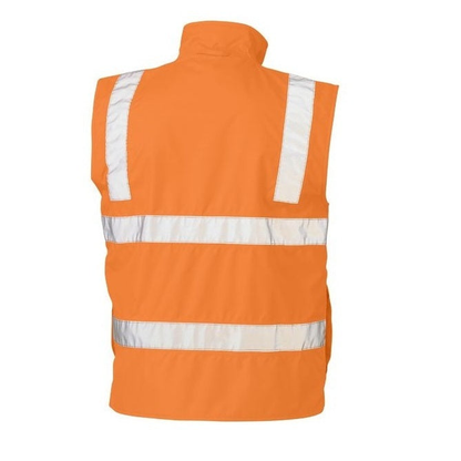 Bisley BV0364T Taped HiVis Rail Wet Weather Vest, rail orange, rear view