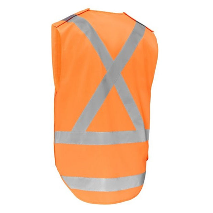 Bisley BV0440XT X-Taped HiVis Detachable Safety Vest rear view, safety orange