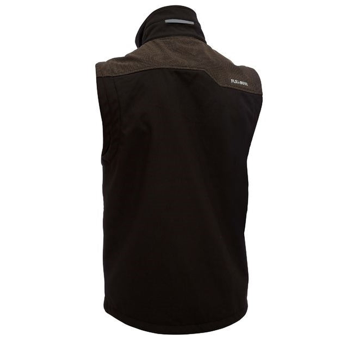 Back view, Black tradie fleece vest, traditional fit,  Bisley BV0570 FLX & Move™ Soft Shell Vest