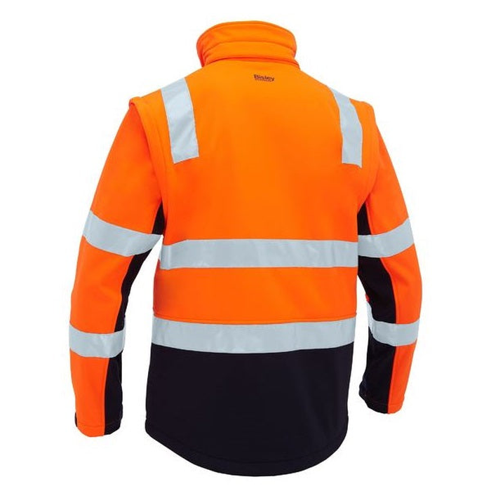 Bisley BJ6078T Taped Two Tone Hi Vis 3 In 1 Soft Shell Jacket orange/navy, back view