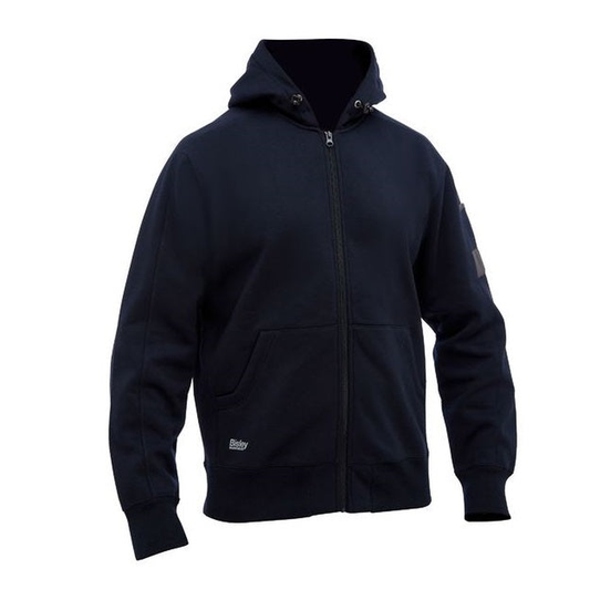Mens Navy zip up, Bisley BK6725 Work Fleece Full Zip Hoodie, traditional fit, front view