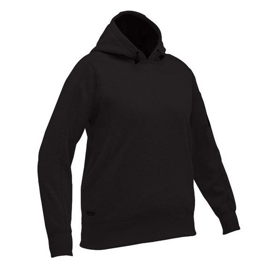 Black brushed fleece, Bisley BKL6724 Womens Work Fleece Hoodie, front view