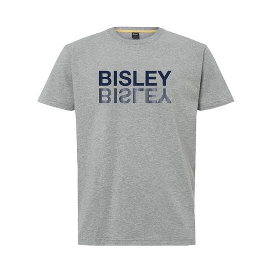 Grey marle, crew neck, Bisley BKT097 Cotton Flipped Logo Tee, front view
