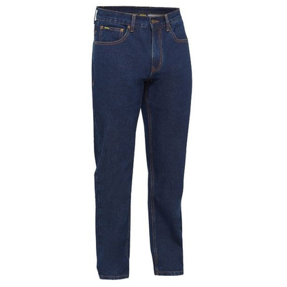 denim navy blue, workwear jeans, Bisley BP6711 Stretch Work Jeans, front view