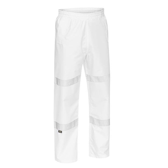 Bisley BP6969T Taped Rain Pants, white, front view, elastic waist