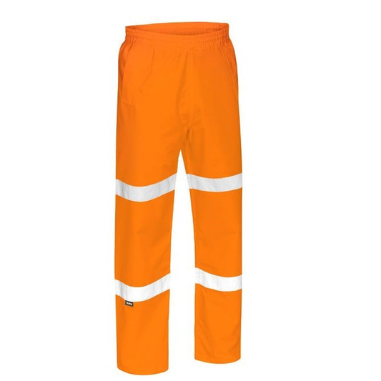 Rail orange, hi visability taped legs, waterproof, Bisley BP6969T Taped Rain Pants, front view