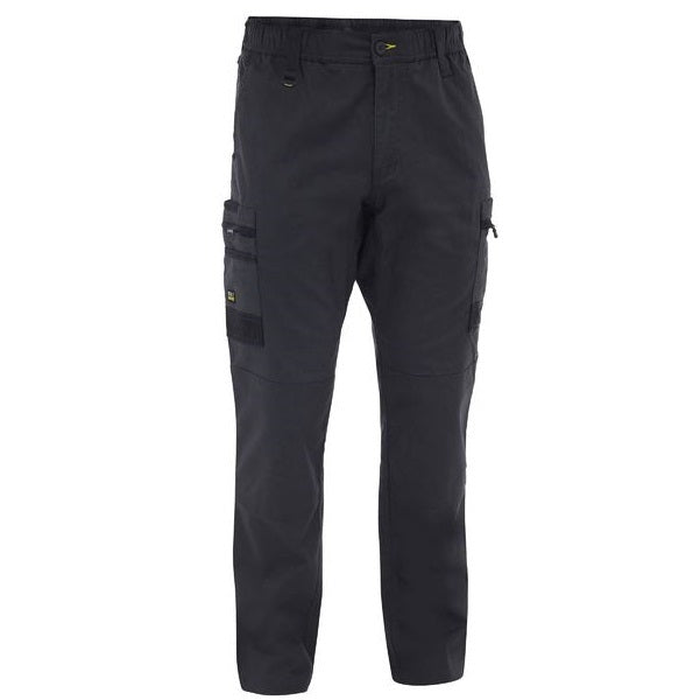 Mens Charcoal, classic fit, Bisley BPC6338 FLX & Move™ Stretch Canvas Elastic Waist Cargo Pants, front view