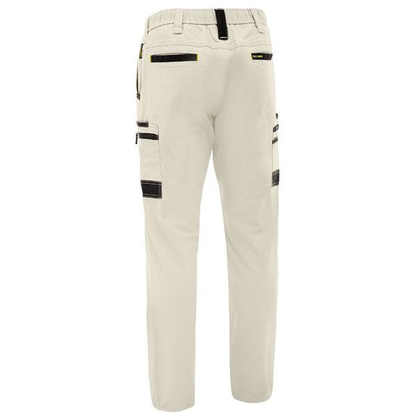 Stone coloured, rear view, Bisley BPC6338 FLX & Move™ Stretch Canvas Elastic Waist Cargo Pants