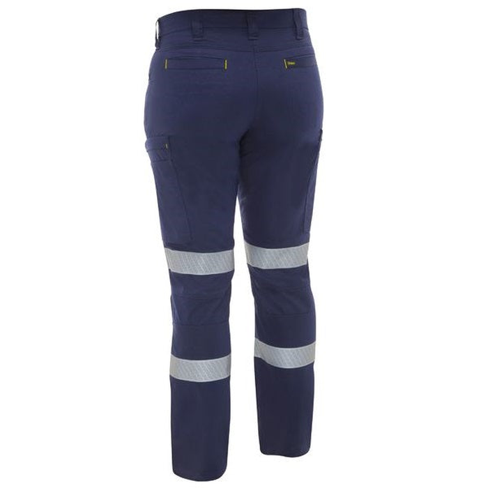 Bisley BPCL6152T Womens X Airflow™ Taped Stretch Ripstop Lightweight Cargo Pants, rear view, navy blue