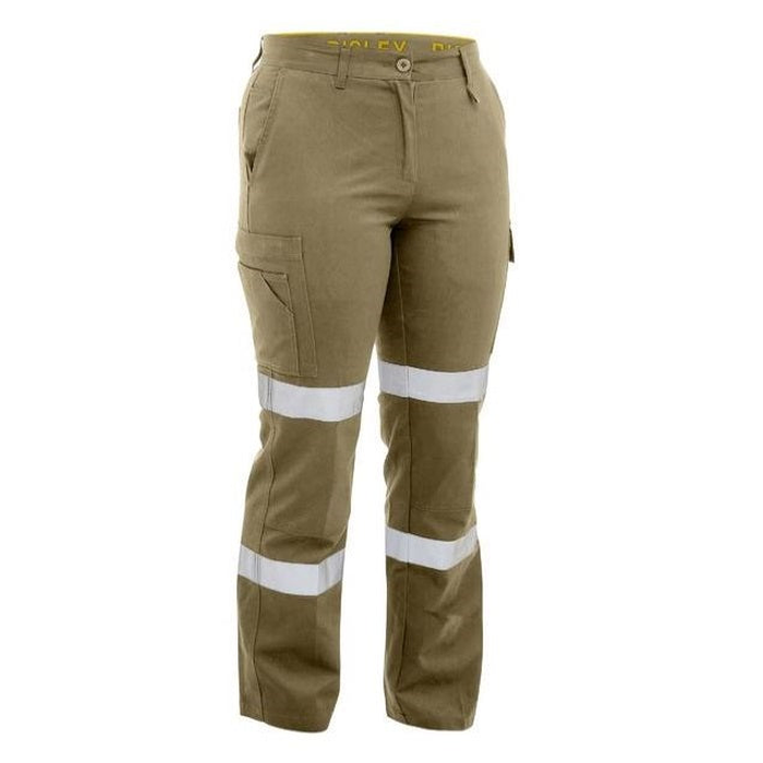 Front view, hi vis, worksite, ladies tradie pants, Bisley BPL6999T Womens Taped Biomotion Cool Lightweight Utility Pants, multiple utility pockets