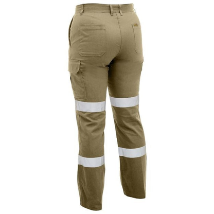 Rear view, khaki, Bisley BPL6999T Womens Taped Biomotion Cool Lightweight Utility Pants