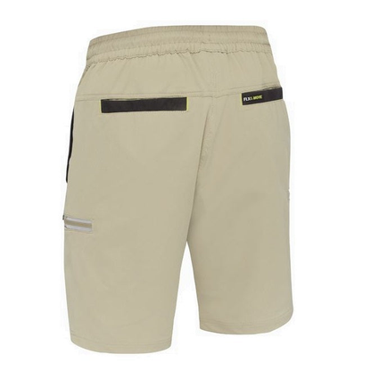 Bisley BSHC1333 Flex and Move 4-Way Stretch Elastic Waist Cargo Shorts, stone , rear view