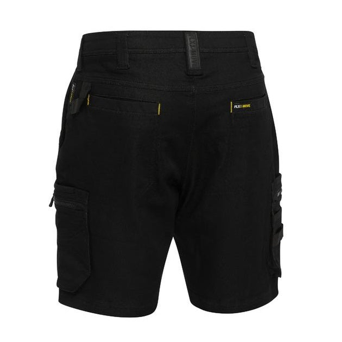 Bisley BSHC1335 Flex And Move Stretch Zip Cargo Shorts, black rear view